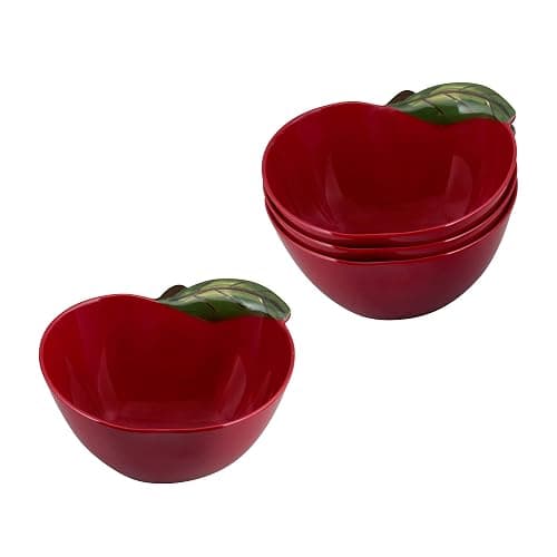 UPware 12 Piece Apple Melamine Dinnerware Sets, Outdoor Dishes Set, Plates and Bowls Sets, Service for 4, Red thumbnail 6