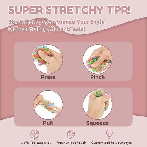 DIY Stress Ball Making Kit with 12 TPR Squishy Skins, 6 Fillers and Expander, Complete Squishy Maker Kit for Adults, ASMR Sensory Stress Relief Toys, Self-Care Gift for Office & Anxiety (12 Ball Skin) thumbnail 5