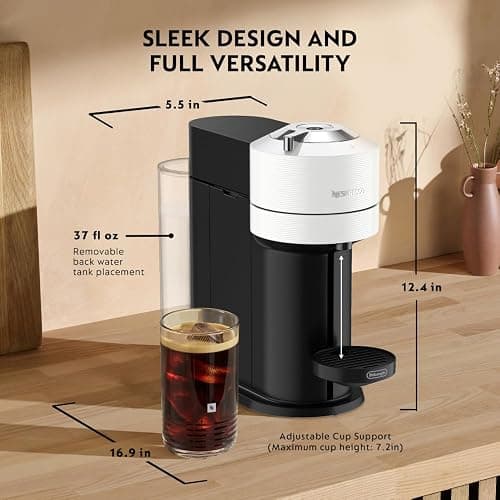 Nespresso Vertuo Next Coffee and Espresso Maker by De'Longhi with Aeroccino Milk Frother, White thumbnail 8
