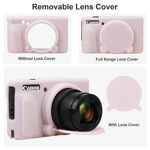 BOVKE Silicone Camera Case for Canon PowerShot SX740/ SX730 Digital Camera, SX740 Camera Soft Case Cover Rubber Camera Sleeve with Removable Lens Cover, Jelly Pink thumbnail 5
