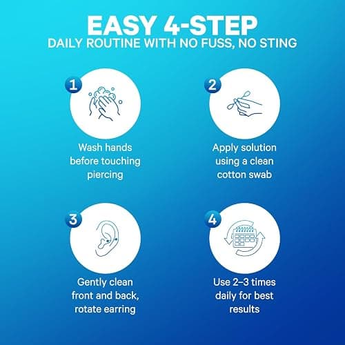 INVERNESS After Piercing Ear Care Solution 4 Oz 2-Pack – Gentle Piercing Care For Newly Pierced Ears thumbnail 7