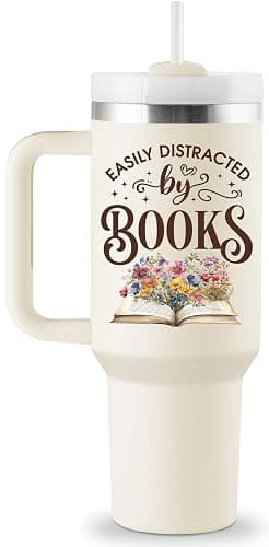 ROSTANTEN Book Lovers Gifts for Women - 40 oz Tumbler with Lid & Straw - Bookish Gifts for Readers Book Club Gift Books Themed Reading Gift for Librarian - Insulated Travel Cup 40oz - Image 1