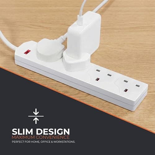 Wolf Power 4 Way Extension Lead, 2 Metre Extension Cable with UK 3 Pin Plug, Multi Socket Power Strip, Wall Mountable, Suitable for Home, Office & Appliances (White, 1 Pack) thumbnail 4