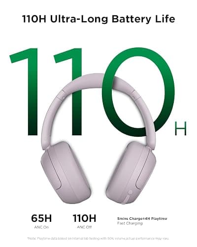 TALIX H30 Hybrid Active Noise Cancelling Headphones, 110H Playtime Hi-Res Audio Bluetooth 6.0 Wireless Over Ear ANC Headphones for Commute/Travel (Purple) thumbnail 3