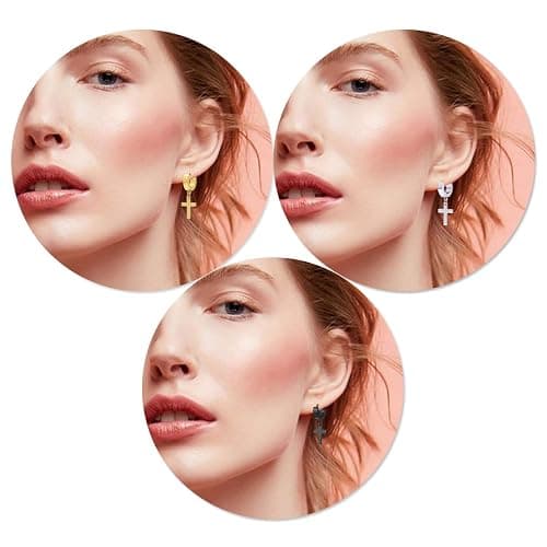 TXPFF Men Women Stainless Steel Cross Earrings Set Dangle Hinged Earrings of Dangle Hinged Earrings Cross hoop Earrings thumbnail 5
