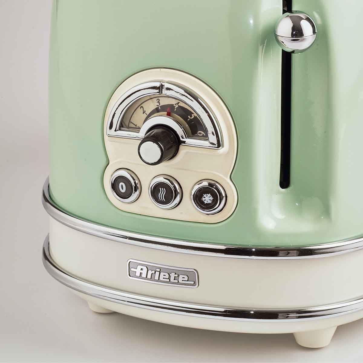 Ariete 155, Torradeira Eletrica Vintage Verde, 750W, 6 Níveis de Tostagem, Funções: Torrar, descongelar, reaquecer, Corpo Aço Inoxidável, 127V thumbnail 3