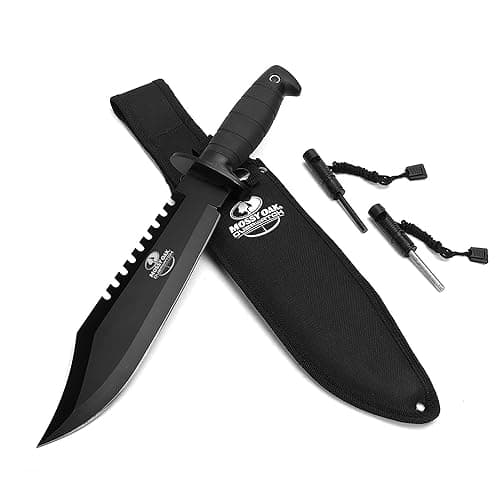 Mossy Oak Survival Hunting Knife with Sheath, 15-inch Fixed Blade Tactical Bowie Knife with Sharpener & Fire Starter for Camping, Outdoor, Bushcraft - Image 1