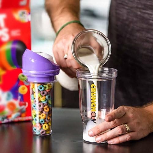 CRUNCHCUP XL Portable Cereal Cup for Breakfast On the Go - Purple | Skip the Spoon and Bowl - Designed for a quick, convenient breakfast at home, on the go, or during busy mornings. thumbnail 5