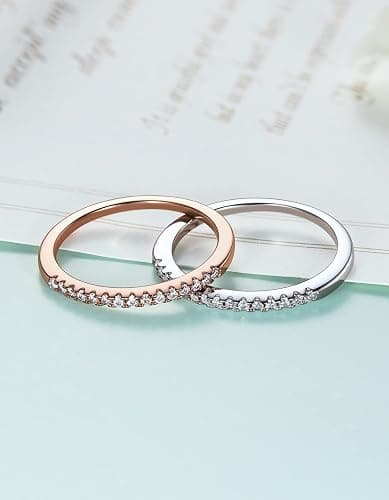 MomentWish Wedding Bands for Women, Moissanite Engagement Ring, Simulated Diamond Wedding Ring S925 Sterling Silver Eternity Rings thumbnail 9