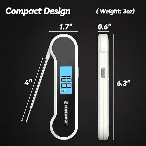 0.5 Sec Instant Read Meat Thermometer Digital with ±0.5℉ Precision, Food Thermometer for Cooking Kitchen Gadgets, Oven Grill Candy BBQ Essentials Accessories, Gifts for Him Dad Men Birthday, White thumbnail 3