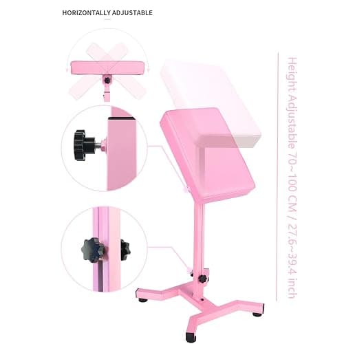 HUOXOU Pink Tattoo Arm Rest, Arm Rest Tattoo, Arm Rest for tattooing, Tattoo Arm Rest Stand, Tattoo Armrest, Four-corner base Stability Strongly, Adjustable Height, Thicken Soft Sponge Pad thumbnail 4