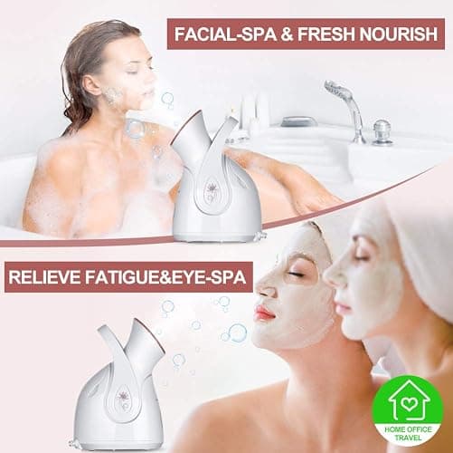 Facial Steamer, Amconsure Nano Ionic Face Steamer for Home, 100ML Warm Mist Humidifier for Women Moisturizing, Unclogs Pores-Bonus Stainless Steel Skin Kit and 2 Face Scrubbers thumbnail 6
