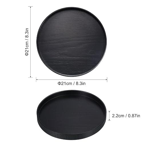 PATIKIL Wood Serving Tray 8 Inch, Round Decorative Platter for Home Decor Kitchen Table Candle Holder, Black thumbnail 3
