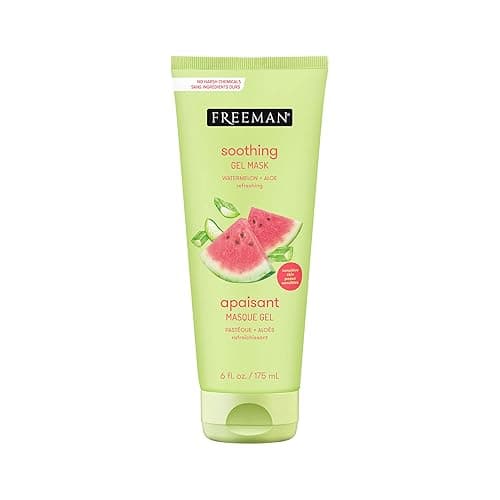 Freeman Soothing Watermelon & Aloe Gel Facial Mask, Hydrates, Nourishes, & Soothes Irritated Skin, Cooling, Calming Gel Face Mask, For Sensitive & Break-Out Prone Skin, 6 fl.oz. Tube, 1 Count - Green - 6 Fl Oz (Pack of 1)