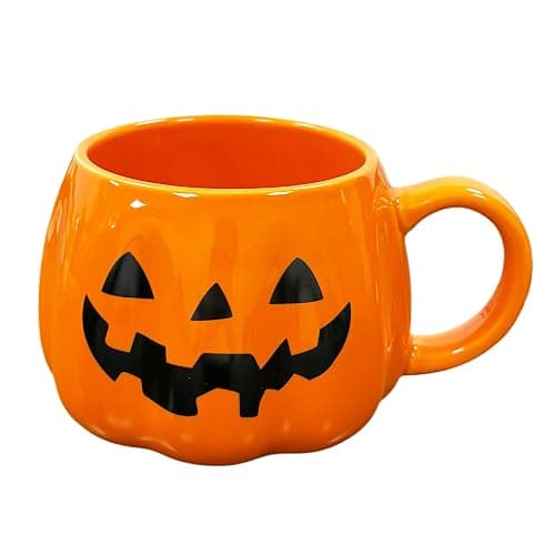 HS&ROXIN Halloween Mug Novelty Pumpkin Mug 3D Cute Ceramic Cup Halloween Coffee Cup Spooky Fall Decor and Christmas Birthdays Perfect Gifts for Kids and Adults Men Women (Orange) - Image 1