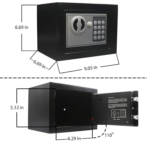 Yuanshikj Electronic Deluxe Digital Security Safe Box Key Keypad Lock Home Office Hotel Business Jewelry Gun Cash Use Storage money (BLACK) thumbnail 2