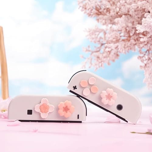GeekShare Silicone Cross D-Pad Button Caps Set Cute Joystick Cover - ABXY Key Buttons Sticker Compatible with Switch/OLED Joy Con - Sakura thumbnail 7