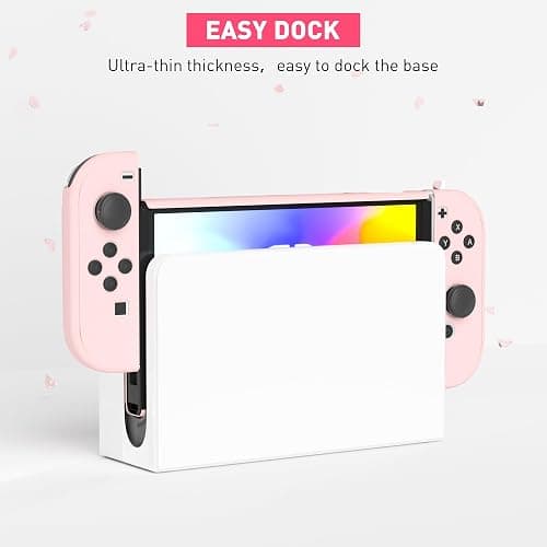 FANPL [Improved Version] Dockable Case for Nintendo Switch OLED 2021, Protective Case Cover for Switch OLED and Joy Con Controller - Strong and Durable, Not Easy to Fall Off (Pink) thumbnail 5