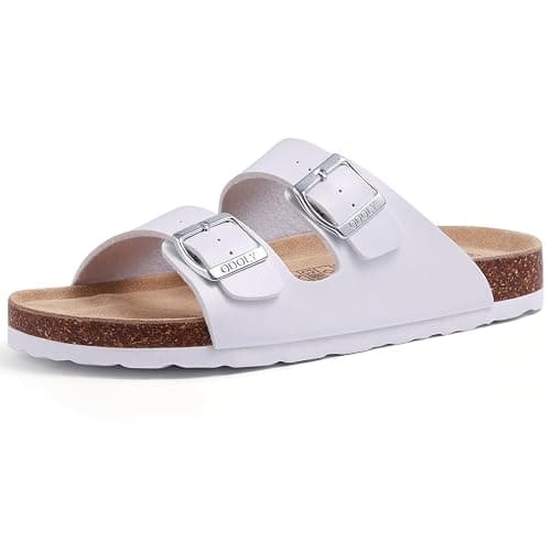 ODOLY Unisex Cork Footbed Slide Sandal, Arch Support Summer Outdoor Sandals with Adjustable Buckle for Women and Men - Image 1