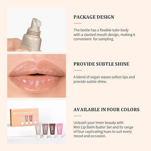 4Pcs Hydrating Lip Gloss Set, Mini Lip Balm Pack, High Shine Glass Finish Lip Moisturizing Plumping Lip Gloss Shiny Jelly Liquid Lipstick for Women thumbnail 5