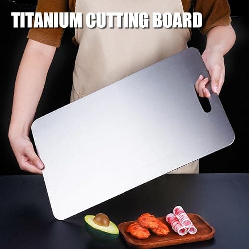 Titanium Cutting Board - 2025 New Upgrade 100% Pure Titanium Cutting Boards for Kitchen Double Sided Non Toxic Titanware Cutting Board,Hygiene Durable Dishwasher Safe Chopping Board (14"L x 10"W) thumbnail 2