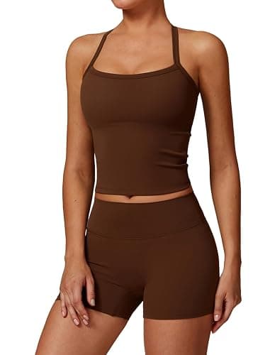 QBGJTD Two Piece Workout Sets For Women Tank Top Matching High Waist Booty Lifting Shorts Gym Yoga Active Wear Outfits - Image 1