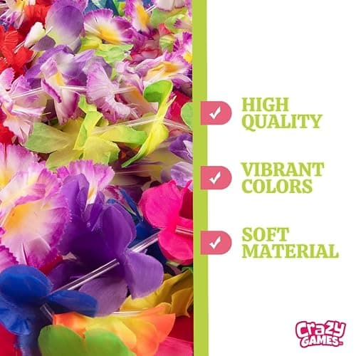 25 Count Hawaiian Leis Set Necklace Bulk for Kids & Adults – Tropical Luau Flower Lei Necklaces, Multicolor Party Favors for Hawaii Decor Birthday, Beach Wedding, Easter Parties & Holiday Decorations thumbnail 4