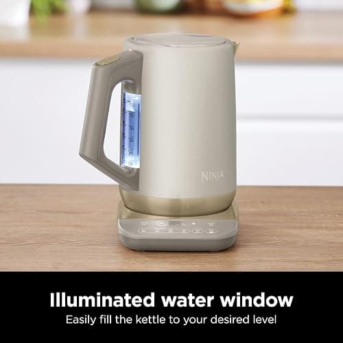 Ninja Perfect Temperature Kettle, 1.7L, with Temperature Control, LED Display, Easy to Use Kettle with Rapid Boil and Temperature Hold, Stone/Gold KT201UKSTGD thumbnail 6