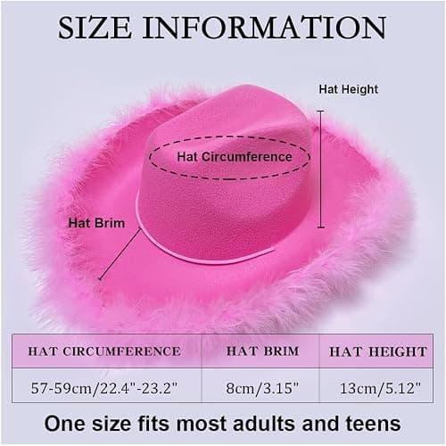 ZEBSF Feathers Cowboy Cowgirl Hat with Heart Sunglasses - Cowboy Hats for Women Bachelorette Birthday Disco Party thumbnail 5