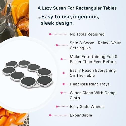The Lazy Susan Revolution - Full Set - Dark Gray - The First Patented Lazy Susan Turntable Expandable for Rectangular & Oblong Tables - Kitchen & Dining Tables - Great Gift! Parties & Gatherings. thumbnail 5