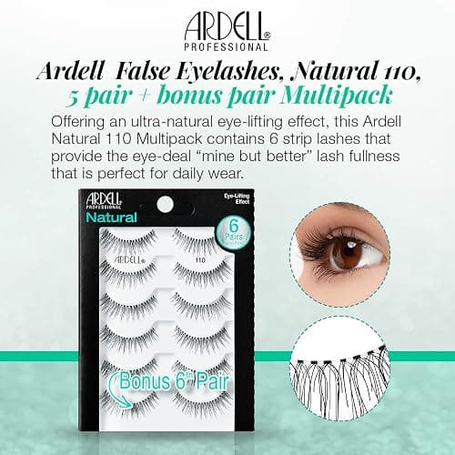 Ardell False Eyelashes, Natural 110, 5 pair + bonus pair Multipack for Eye-Lifting Effect thumbnail 3