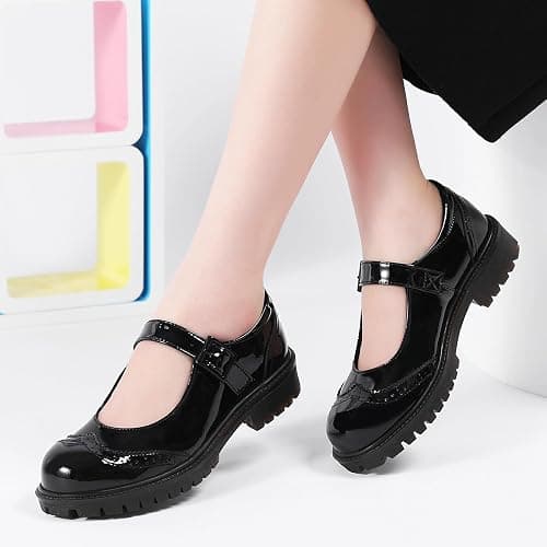 XSE Mary Jane Shoes Women Black Platform Mary Janes for Womens Flats Non Slip Loafers School Office Dressy Casual Work Shoes thumbnail 3