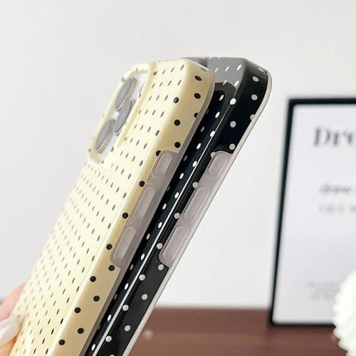 Yeddabox for iPhone 16 Pro Case Cute Polka Dot Phone Case Soft TPU Slim Shockproof Phone Cover for Women Girls, Black thumbnail 4