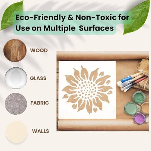 DLY LIFESTYLE Sunflower Stencil for Painting on Wood, Canvas, Paper, Fabric, Walls and Furniture - Sunflower Flower Stencil - 6x6 Inches - Reusable DIY Art and Craft Stencils - Floral thumbnail 5