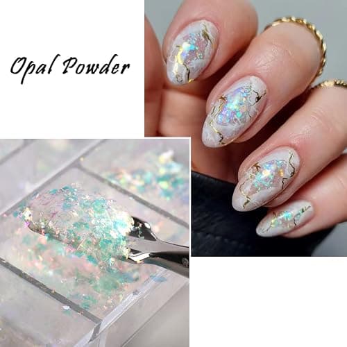 Holographic Iridescent Nail Art Nail Glitter KALEFUL Powder Aurora Foil Sequins Flakes Paillettes Designs Manicure Nail Decorations - 12 Grids thumbnail 3