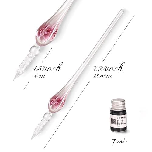 AOKUY Glass Pen Set Calligraphy Dip Pens,12 Colorful Inks,Caligraphy Sets for Art, Writing, Signature, Decoration, Gift thumbnail 3