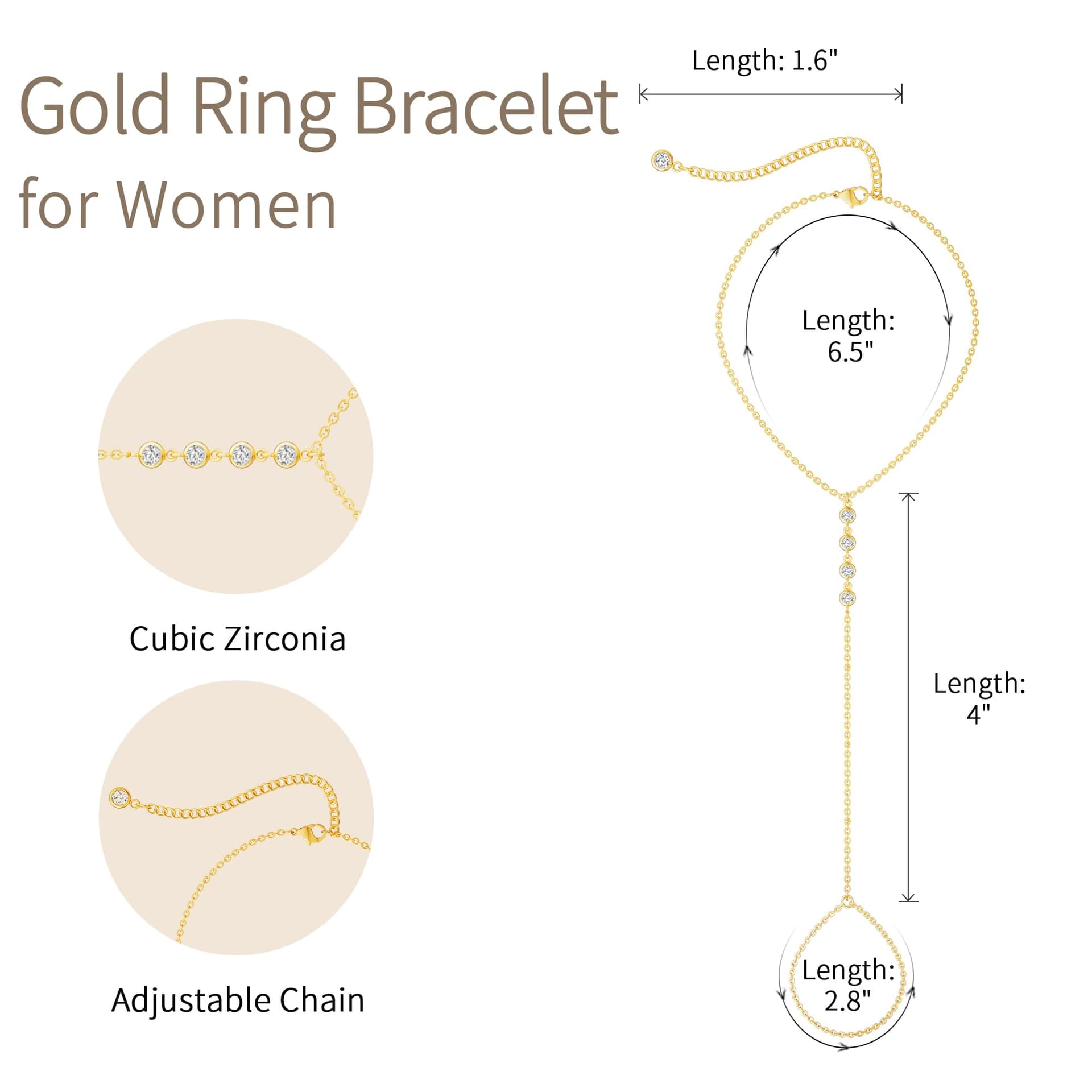 Robaice - Pulsera de cadena de oro de 14 quilates chapada en oro de 14 quilates, cadena de mano de satélite con abalorio de perlas de circonio para mujer, joyería de moda, anillo de oro no se thumbnail 6