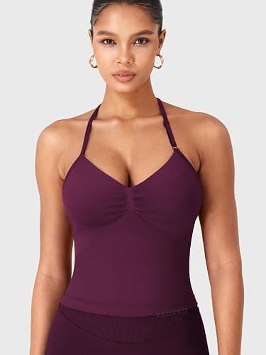 YEOREO SoftHue Impact Longline Strappy Top Women's Halter Workout Tank Tops Backless Gym Longline with Adjustable Strap thumbnail 4