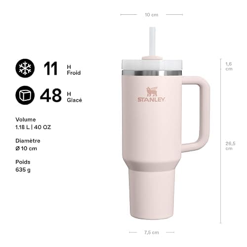 STANLEY 1913 Quencher H2.0 FlowState Mug Isotherme avec Paille 1.2L - Froid Pendant 11 Heures - Glacé Pendant 48 Heures - Thermos Lavable au Lave-Vaisselle - Gourde Inox Sans BPA - Rose Quartz thumbnail 2