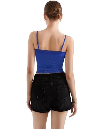 SUUKSESS Women Lace Double Lined Camisole Top Spaghetti Strap Going Out Tank Top thumbnail 4
