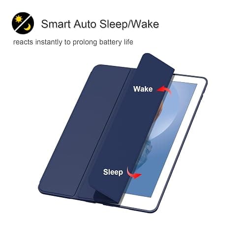 Divufus Case for iPad 10.2 2021/2020/2019, Smart Lightweight Trifold Stand Cover, Auto Sleep/Wake Soft TPU Pencil Holder Case for iPad 10.2 inch 9th/8th/7th Generation - Navy Blue thumbnail 2