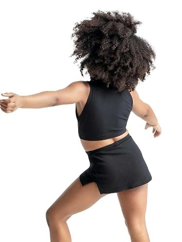 Capezio girls Team Basics Mock Neck Top - Sports Bra, Black, Medium US thumbnail 2