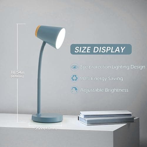 EJIAXIN Desk Lamps for Home Office - Small LED Desk Lamp Touch Dimmable Reading Light for College Dorm Room - Adjustable Flexible Gooseneck Table Lamp for Bedside Bedroom Nightstand Blue thumbnail 3