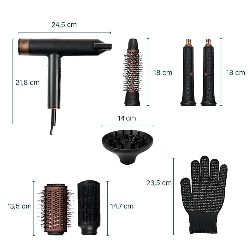 Princess Airstyler Pro, 7-in-1 Stylingtool, 3 Heiz- & Geschwindigkeitsstufen, Ionenfunktion, Coolshot, 1,8m Kabel, Reisetasche, 7 Aufsätze, Hitzeschutzhandschuh, BLDC-Motor, 2000 W, 01.529205.01.001 thumbnail 2