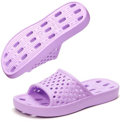 Xomiboe Shower Shoes Quick Drying Non-Slip Comfortable Men Women House Slippers - 6-7 Women/5-5.5 Men - Black thumbnail 3