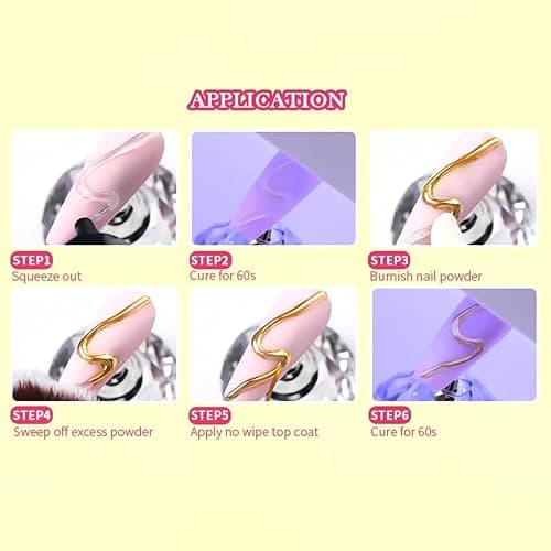 SUTOZMIWE Chrome Nail Powder Metallic Gold And Silver, Magic Mirror Effect Pigment Glitter Rubbing Dust, 3D Carving Nail Molding Gel & Holographic Dip Nail Powder Kit for Nail Decor Home Manicure DIY thumbnail 9