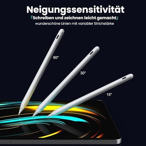 Kingone Stift für Apple iPad 2018-2025, 2X Schnellladung, kompatibel mit iPad 11/10/9/8/7/6, Pro M4/12.9/11/13", Air 3/4/5/M2/M3, mini 7/6/5, mit Magnetischer Haftung, Palm Rejection & Neigung. thumbnail 7