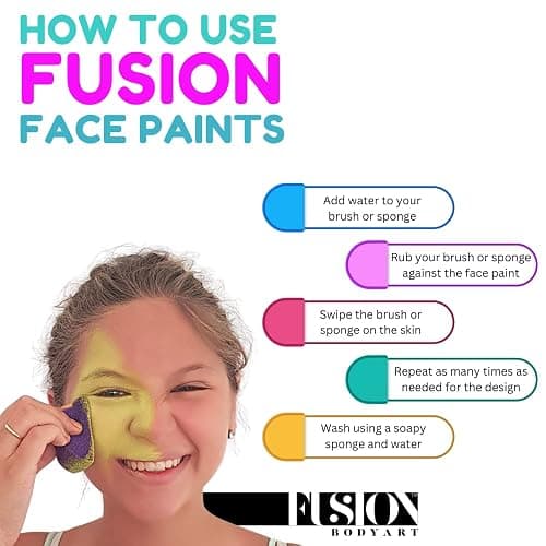 Fusion Body Art | Perfect Face Painting Kit for Professional and Beginner Face Painters - Skin Safe Hypoallergenic Vegan Face Paints thumbnail 5