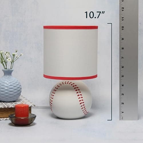 Simple Designs LT2119-BSB 10.7" SportsLite Mini Baseball Table Lamp for Kids Room, Mancave, White and Red thumbnail 9