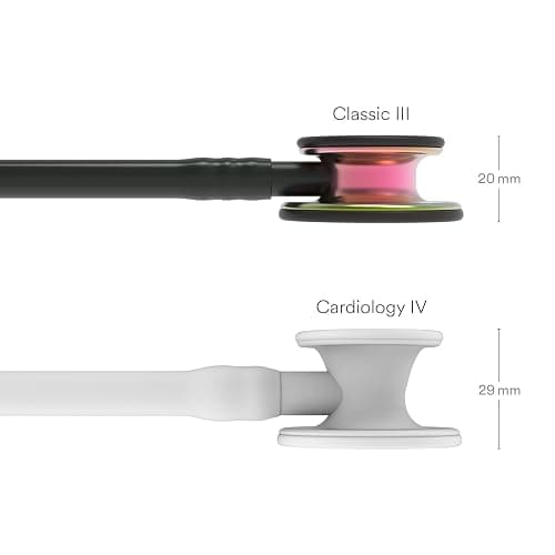 3M Littmann Classic III Monitoring Stethoscope, 5870, More Than 2X as Loud*, Weighs Less**, Stainless Steel Rainbow-Finish Chestpiece, 27" Black Tube, Stem and Headset - Black Tube, Stem, Headset - Rainbow - Finish Chestpiece thumbnail 13